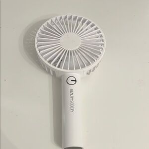 Beauty Society White Handheld Fan